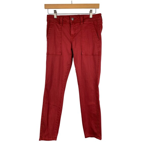 Cosmic Blue Love Red Tencel Cotton Blend Pants Womens Size 28 - Picture 1 of 3